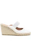 Malone Souliers Siena 70 Leather Espadrille Wedges In 白色