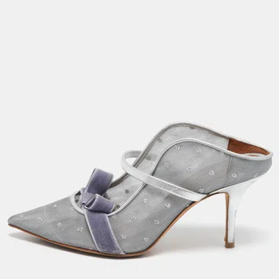 Pre-owned Malone Souliers Silver Leather And Mesh Marguerite Pumps Size 38