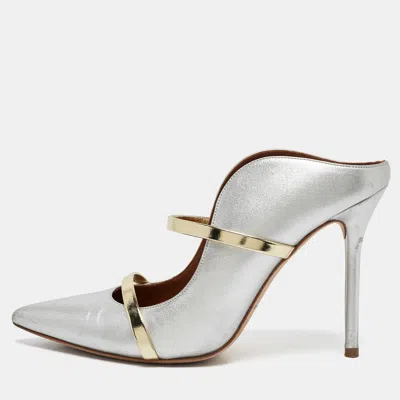 Pre-owned Malone Souliers Silver Leather Maureen Mules Size 38