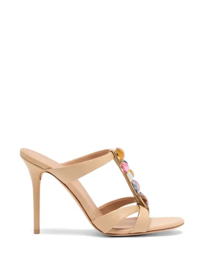 Malone Souliers 100mm Simi Jeweled Nappa Leather Sandals In Neutral