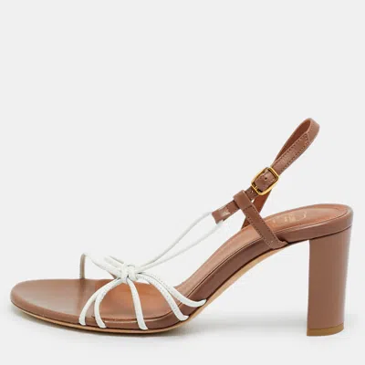 Pre-owned Malone Souliers Size 36 Brown/white Leather Slingback Sandals
