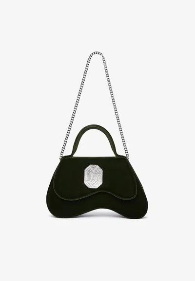 Malone Souliers Small Divine Velvet Top Handle Bag In Green