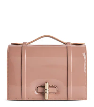 Malone Souliers Small Patent Leather May Top-handle Bag In Nude