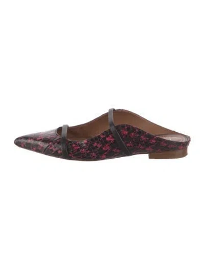Pre-owned Malone Souliers Snakeskin Animal Print Mules In Multi