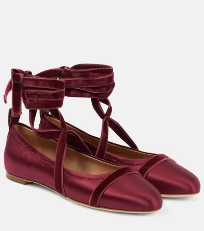 Malone Souliers Spencer Satin Ballet Flats In Burgundy