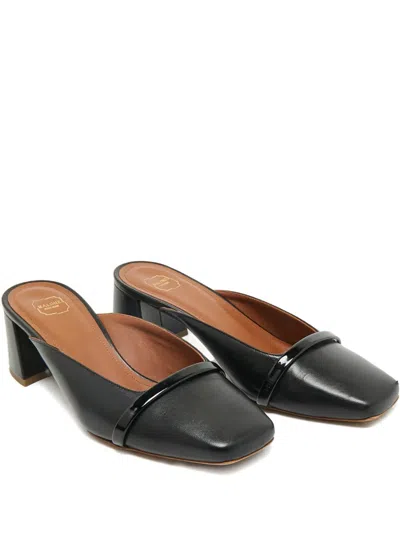 Pre-owned Malone Souliers Square-toe Leather Mules In Black