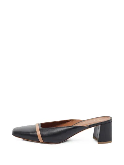 Pre-owned Malone Souliers Squared-toe Block-heeled Mules In Black