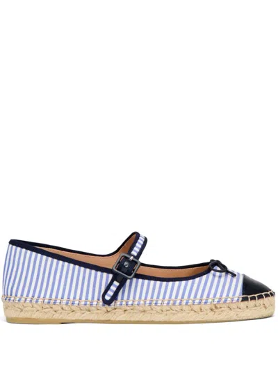 Malone Souliers Striped Flat Espadrilles In Blue