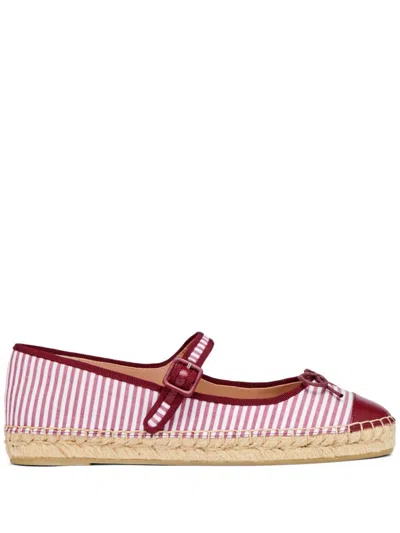 Malone Souliers Striped Flat Espadrilles In Red