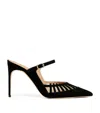 Malone Souliers Suede Bardot Cut-out Heeled Mules 90 In Black