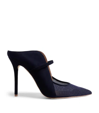 Malone Souliers Suede Embellished Maureen Arc Heeled Mules 100 In Blue
