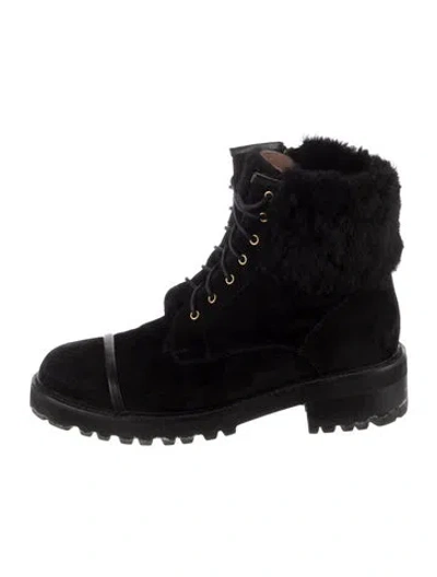 Pre-owned Malone Souliers Suede Lace-up Boots In Black