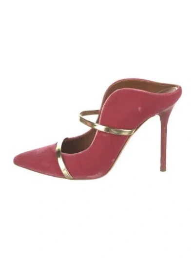 Pre-owned Malone Souliers Suede Leather Trim Embellishment Mules