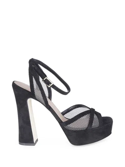 Malone Souliers Mesh Sylvie Platform Sandals 125 In Black