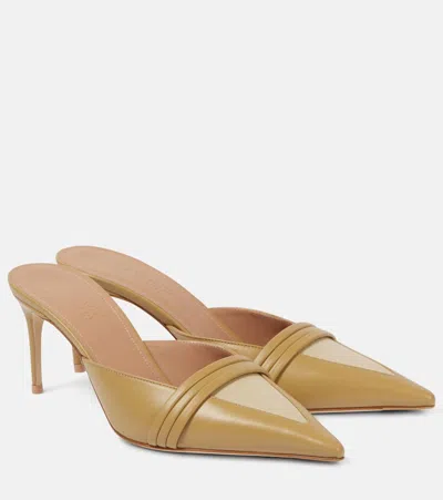 Malone Souliers Taron 70 Leather Mules In Olive