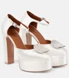 Malone Souliers Terra Embellished Satin Platform Pumps In White