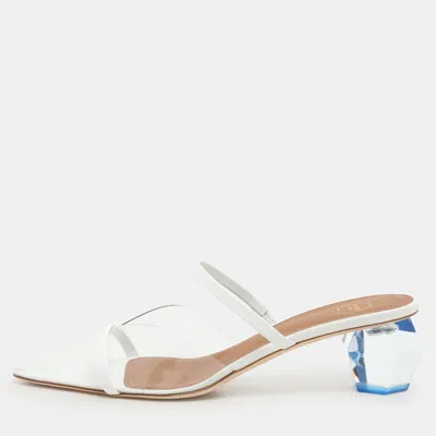 Pre-owned Malone Souliers Transparent/white Leather And Pvc Lana Pumps Size 39