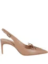 Malone Souliers Pointed Toe Slingback Pumps With Bow Detail In 褐色