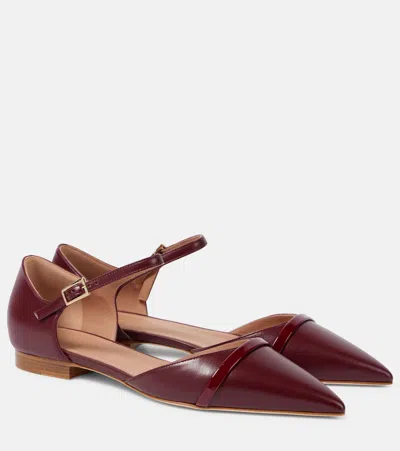 Malone Souliers Ulla Leather Mary Jane Flats In Rosewood/rosewood
