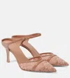 Malone Souliers Uma 80 Leather-trimmed Lace Mules In Pink