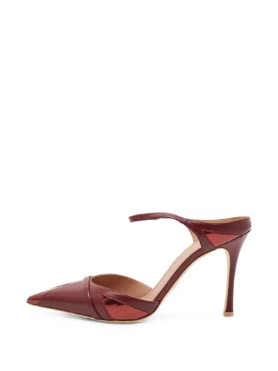 Pre-owned Malone Souliers Uma Two-tone Leather Heeled Mules In Red
