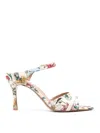 Malone Souliers Una 80 Printed Canvas Mules In Beige