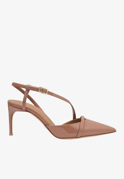 Malone Souliers Valeria 70 Patent Leather Slingback Pumps In Brown