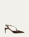 Malone Souliers Valeria Pointed-toe Tortoise Patent Leather Pumps In Brown