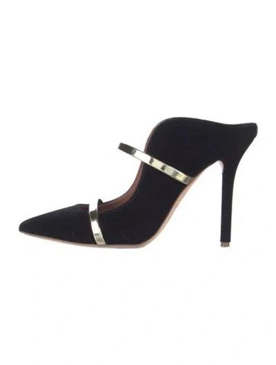 Pre-owned Malone Souliers Velvet Colorblock Pattern Mules In Multi