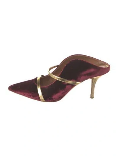 Pre-owned Malone Souliers Velvet Mules In Burgundy