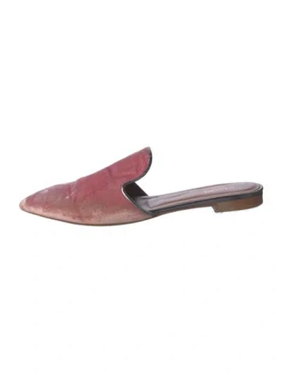 Pre-owned Malone Souliers Velvet Mules In Pink
