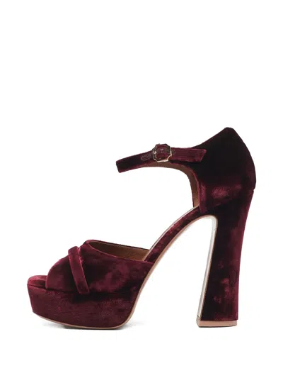 Pre-owned Malone Souliers Velvet Platform Sandals In Red