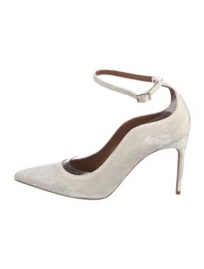 Pre-owned Malone Souliers Velvet Pumps In White