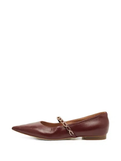 Pre-owned Malone Souliers Virna Leather Ballet Flats In Red