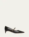 Malone Souliers Virna Leather Mary Jane Chain Pumps In Black