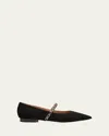 Malone Souliers Virna Ballerina Shoes In Black Suede