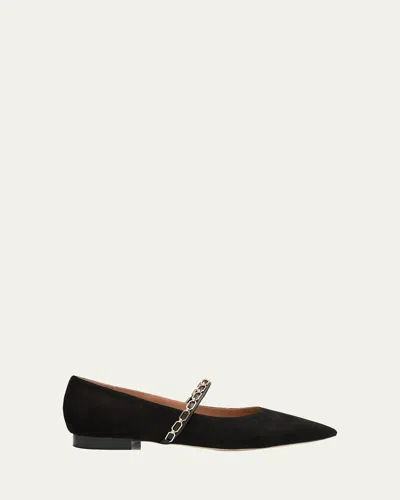 MALONE SOULIERS VIRNA SUEDE MARY JANE CHAIN BALLERINA FLATS