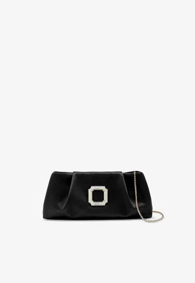 Malone Souliers Vittoria Satin Clutch Bag In Black