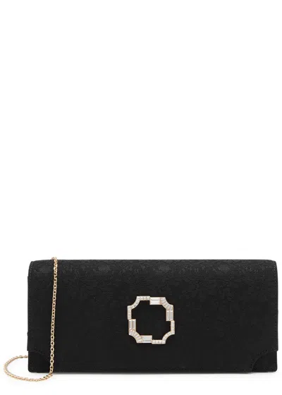 Malone Souliers Vivien Crystal-embellished Lace Clutch In Black