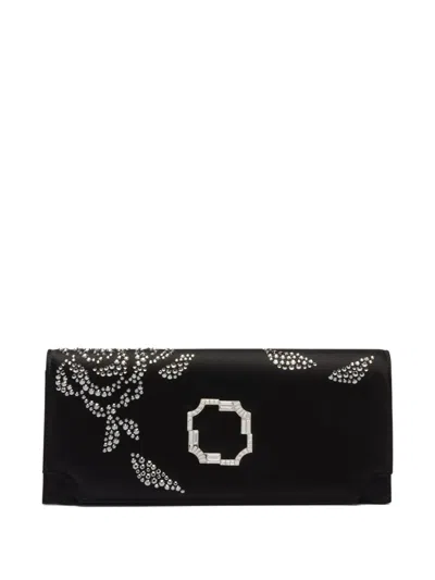 Malone Souliers Vivien Crystal-embellished Satin Clutch In Black