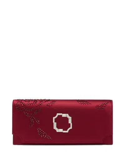 Malone Souliers Vivien Crystal-embellished Satin Clutch In Red