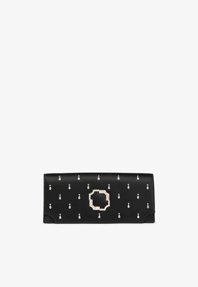 Malone Souliers Vivien Satin Embellished Clutch Bag In Black