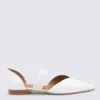 MALONE SOULIERS MALONE SOULIERS WHITE AND SILVER LEATHER MAISIE FLATS