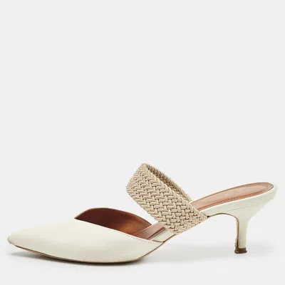 Pre-owned Malone Souliers White Leather Maisie Mules Size 38.5