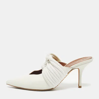 Pre-owned Malone Souliers White Leather Rope Mules Size 38