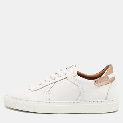 Pre-owned Malone Souliers White/rose Gold Leather Musa Trainers Size 36