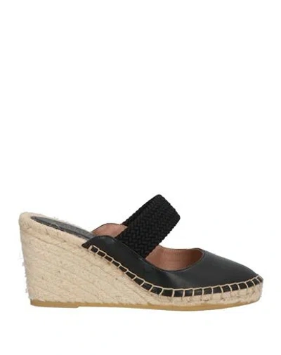 Malone Souliers Woman Espadrilles Black Size 7 Leather, Textile Fibers