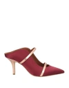 Malone Souliers Maureen 100 Metallic Leather-trimmed Satin Mules In Red