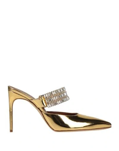Malone Souliers Jolie 90mm Leather Mules In Gold
