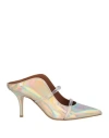 Malone Souliers Maureen 70 Holographic Mules In Leather In Grey
